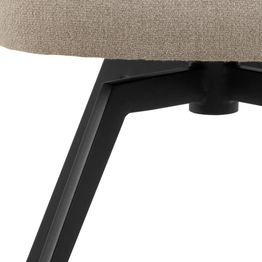 ACT NORDIC Darlene spisebordsstol, m. armln, drejefunktion, retur drej - beige stof og sort stl