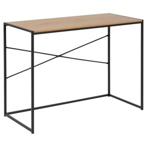 ACT NORDIC Seaford skrivebord, rektangulr - natur vild eg ru papir og sort stl (100x45)