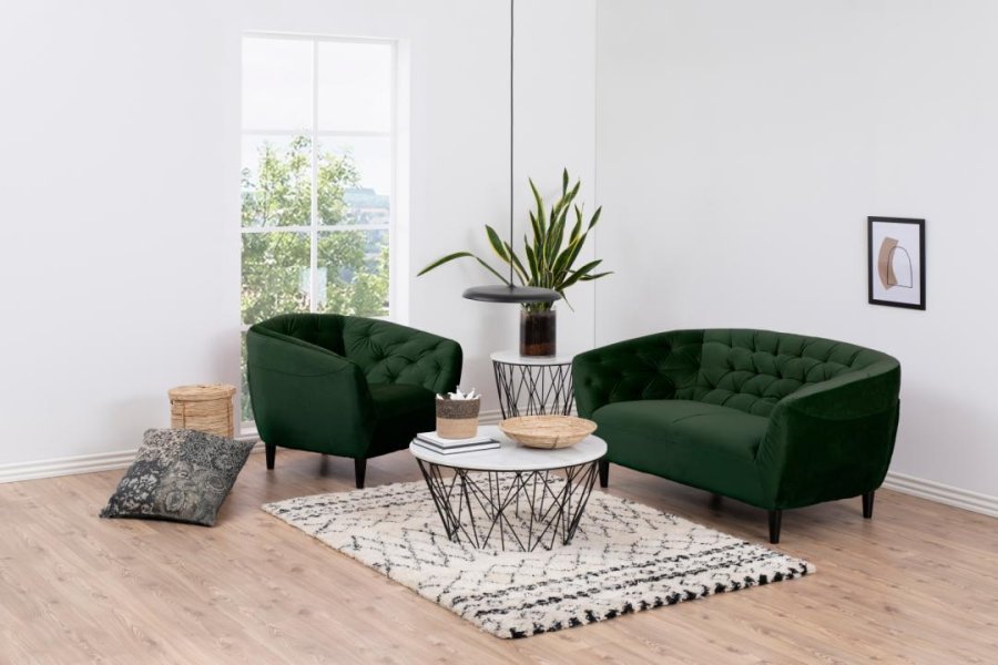 ACT NORDIC Ria lnestol, m. armln og indsyninger - skovgrn stof og sort gummitr