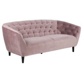 ACT NORDIC Ria 3 pers. sofa, m. indsyninger - dusty rose stof og sort gummitr