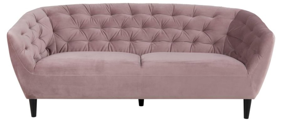 ACT NORDIC Ria 3 pers. sofa, m. indsyninger - dusty rose stof og sort gummitr