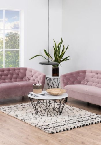 ACT NORDIC Ria 3 pers. sofa, m. indsyninger - dusty rose stof og sort gummitr