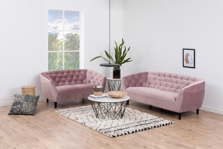 ACT NORDIC Ria 3 pers. sofa, m. indsyninger - dusty rose stof og sort gummitr
