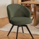 ACT NORDIC Darlene spisebordsstol, m. armln, drejefunktion, retur drej - grn stof og sort stl