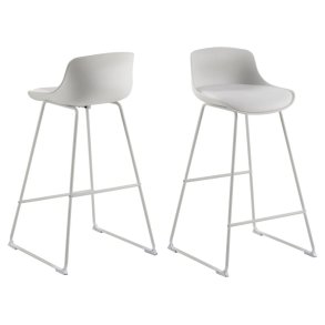 ACT NORDIC Tina barstol, m. rygln og fodsttte - hvid PU/polypropylen og hvid stl