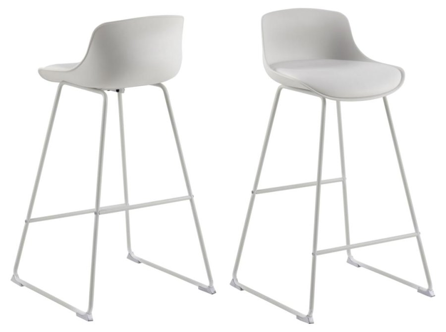 ACT NORDIC Tina barstol, m. rygln og fodsttte - hvid PU/polypropylen og hvid stl