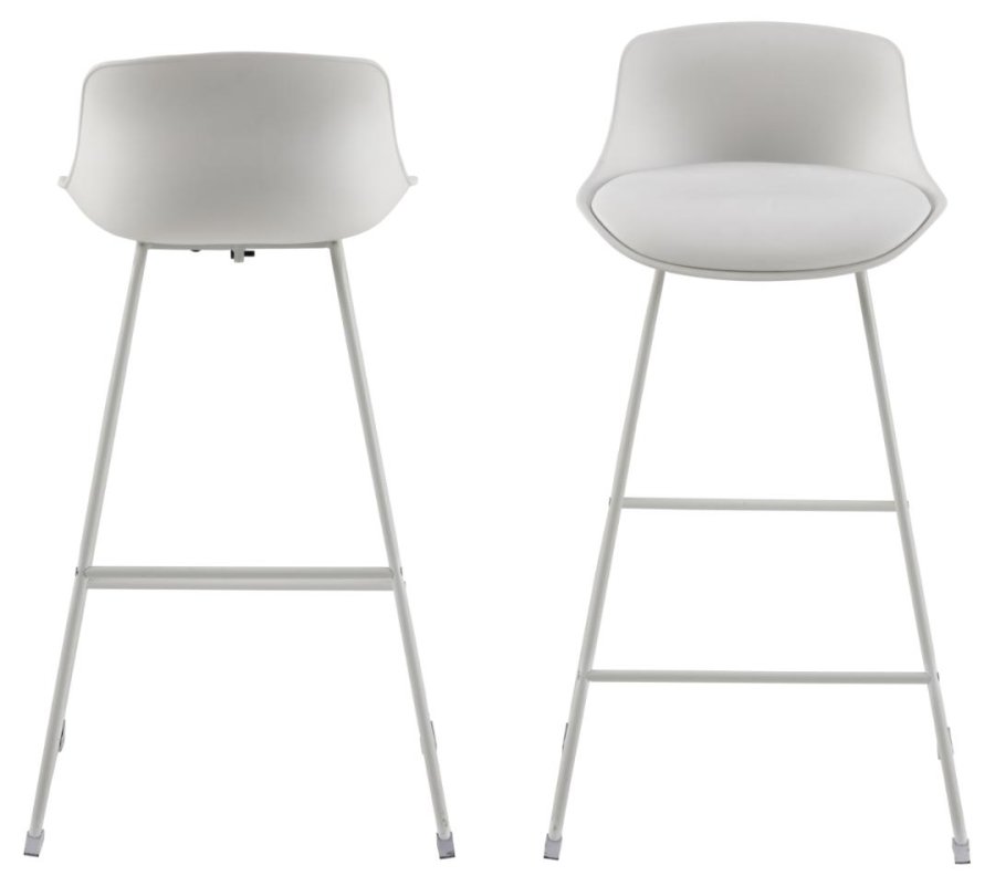 ACT NORDIC Tina barstol, m. rygln og fodsttte - hvid PU/polypropylen og hvid stl