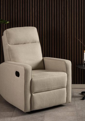 ACT NORDIC Asila recliner lnestol, manuel, m. armln og posefjedre - beige stof og sort stl