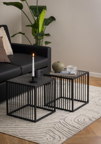 ACT NORDIC Strington hjrnebord, kvadratisk - sort Izmir melamin og sort stl (40x40)