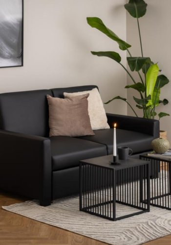 ACT NORDIC Strington hjrnebord, kvadratisk - sort Izmir melamin og sort stl (40x40)