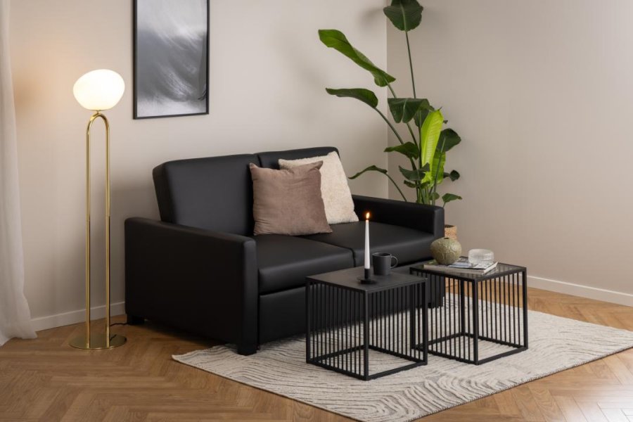 ACT NORDIC Strington hjrnebord, kvadratisk - sort Izmir melamin og sort stl (40x40)