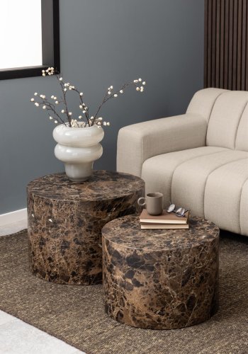 ACT NORDIC Dice sofabord, rund - brun marmor Delhi ru papir (58) (st med 2)