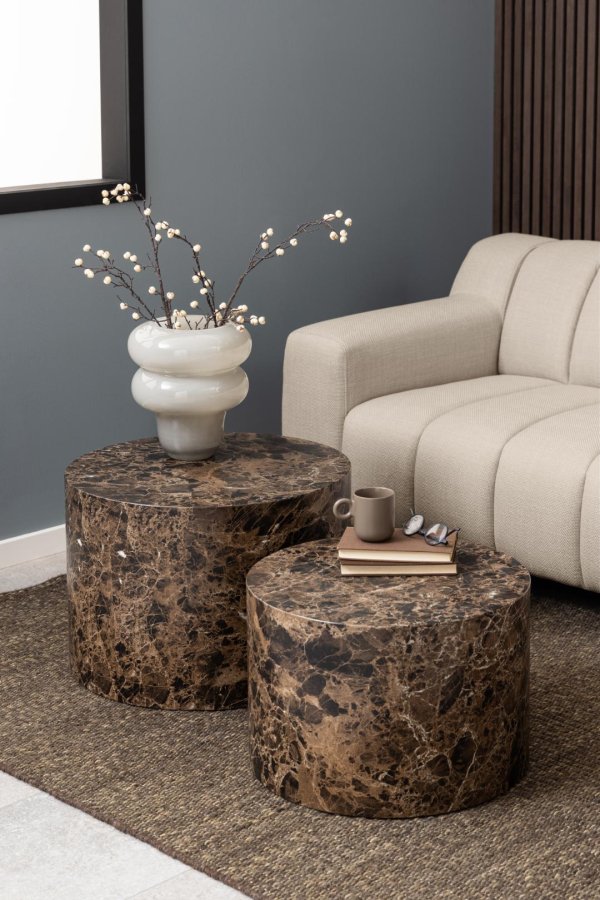 ACT NORDIC Dice sofabord, rund - brun marmor Delhi ru papir (58) (st med 2)