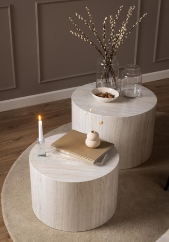 ACT NORDIC Dice sofabord, rund - travertin ru papir (58) (st med 2)