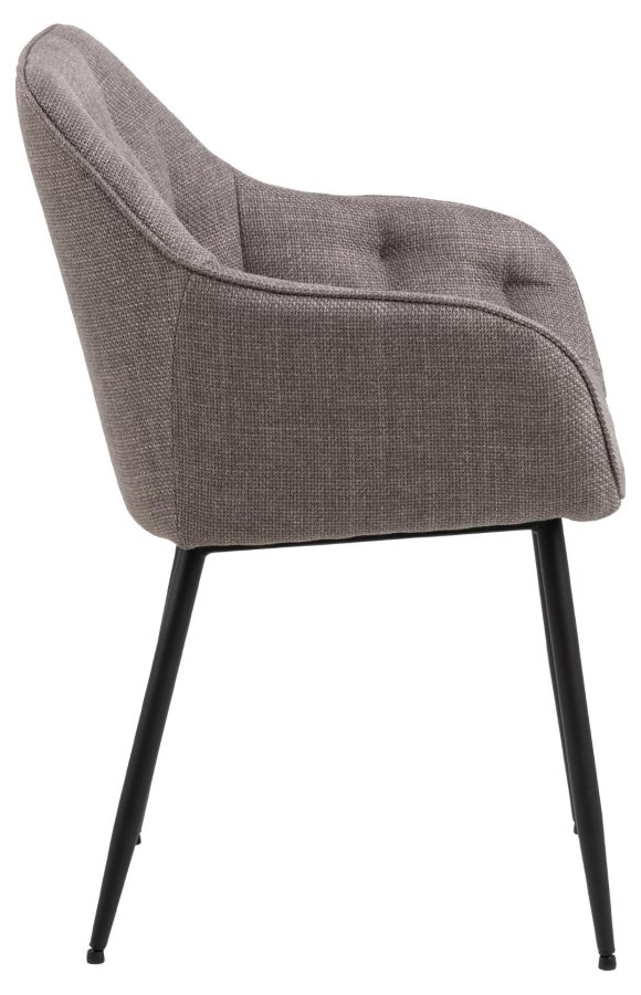 ACT NORDIC Brooke spisebordsstol, m. armln og syninger - grbrun stof og sort stl