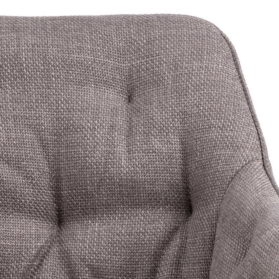 ACT NORDIC Brooke spisebordsstol, m. armln og syninger - grbrun stof og sort stl