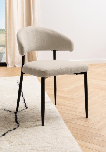ACT NORDIC Edina spisebordsstol - beige stof og sort stl