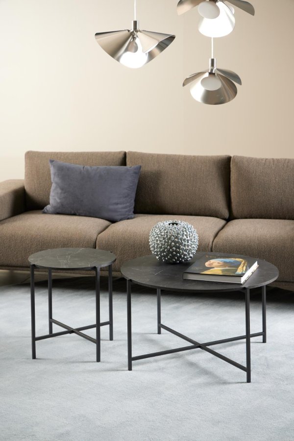 ACT NORDIC Lamoine hjrnebord, rund - sort Izmir melamin og sort stl (40)