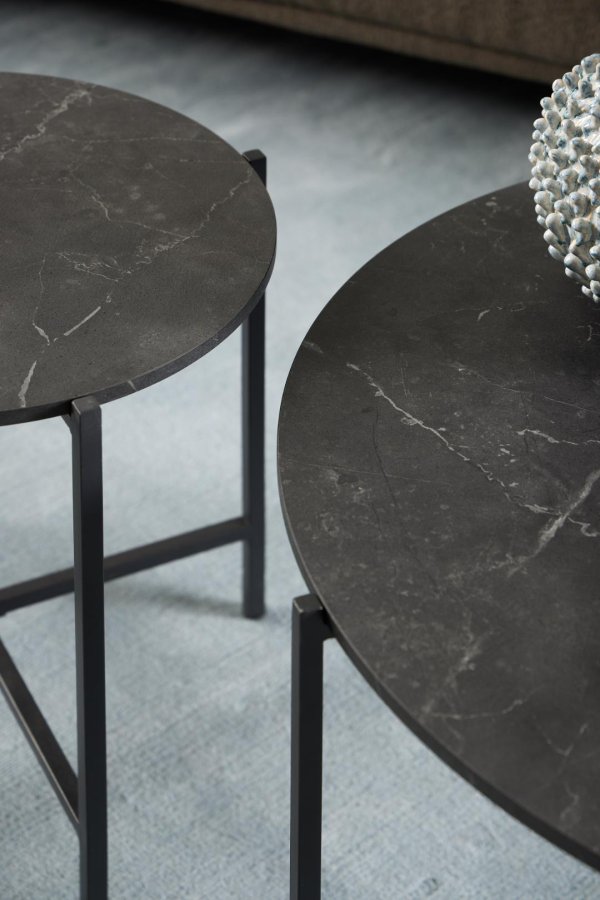 ACT NORDIC Lamoine hjrnebord, rund - sort Izmir melamin og sort stl (40)