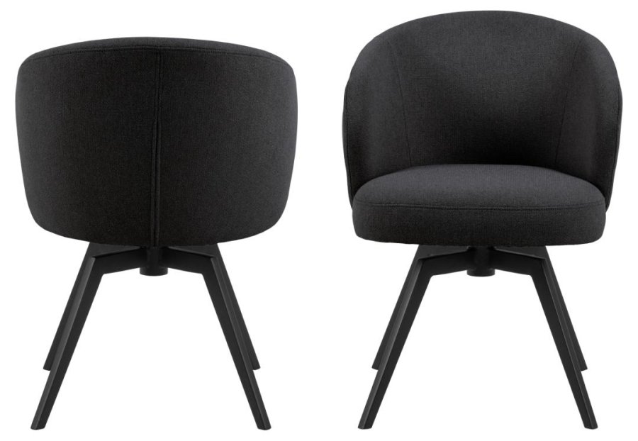 ACT NORDIC Darlene spisebordsstol, m. armln, drejefunktion, retur drej - antracitgr stof/sort stl