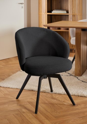 ACT NORDIC Darlene spisebordsstol, m. armln, drejefunktion, retur drej - antracitgr stof/sort stl