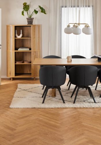 ACT NORDIC Darlene spisebordsstol, m. armln, drejefunktion, retur drej - antracitgr stof/sort stl