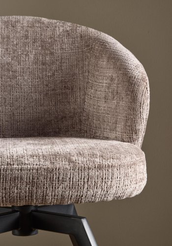 ACT NORDIC Darlene spisebordsstol, m. armln, drejefunktion, retur drej - stvbrun stof og sort stl