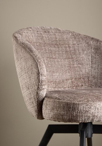 ACT NORDIC Darlene spisebordsstol, m. armln, drejefunktion, retur drej - stvbrun stof og sort stl