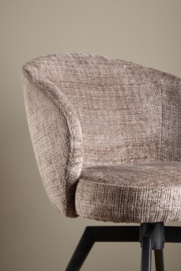 ACT NORDIC Darlene spisebordsstol, m. armln, drejefunktion, retur drej - stvbrun stof og sort stl