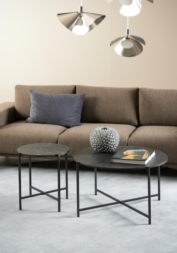 ACT NORDIC Lamoine sofabord, rund - sort Izmir melamin og sort stl (70)