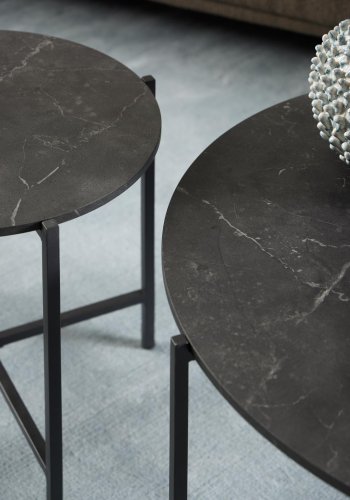 ACT NORDIC Lamoine sofabord, rund - sort Izmir melamin og sort stl (70)