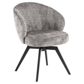 ACT NORDIC Darlene spisebordsstol, m. armln, drejefunktion, retur drej - gr stof og sort stl