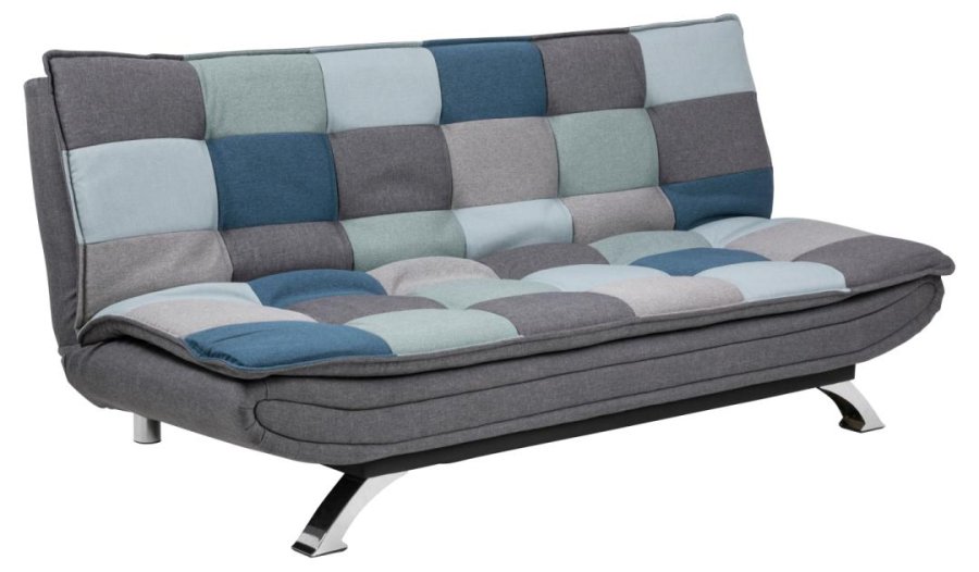 ACT NORDIC Faith sovesofa, m. click & clack - multifarvet/gr patchwork stof og krom stl (196x98)