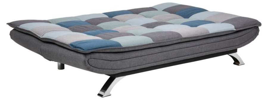 ACT NORDIC Faith sovesofa, m. click & clack - multifarvet/gr patchwork stof og krom stl (196x98)