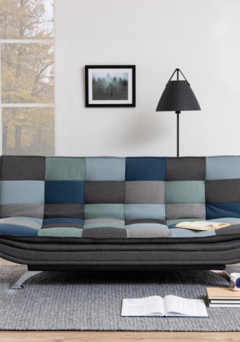 ACT NORDIC Faith sovesofa, m. click & clack - multifarvet/gr patchwork stof og krom stl (196x98)