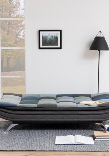 ACT NORDIC Faith sovesofa, m. click & clack - multifarvet/gr patchwork stof og krom stl (196x98)