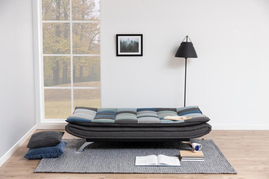 ACT NORDIC Faith sovesofa, m. click & clack - multifarvet/gr patchwork stof og krom stl (196x98)