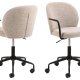 ACT NORDIC Patricia skrivebordsstol, m. armln, hjul, drejefunktion - beige stof og sort stl