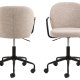 ACT NORDIC Patricia skrivebordsstol, m. armln, hjul, drejefunktion - beige stof og sort stl