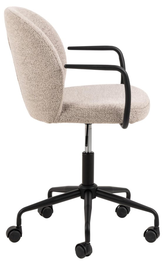 ACT NORDIC Patricia skrivebordsstol, m. armln, hjul, drejefunktion - beige stof og sort stl