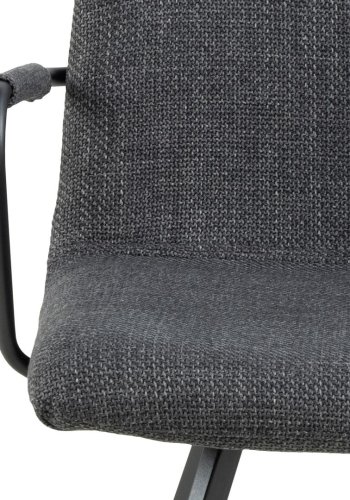 ACT NORDIC Selina spisebordsstol, m. armln - mrkegr stof og sort stl