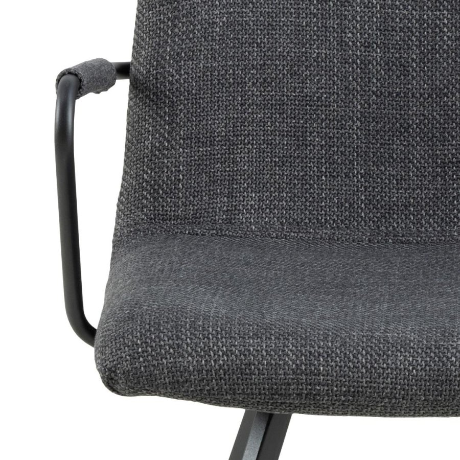 ACT NORDIC Selina spisebordsstol, m. armln - mrkegr stof og sort stl