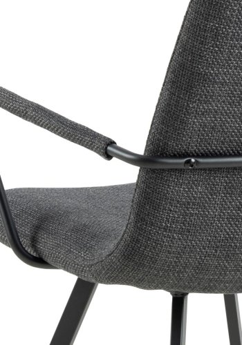 ACT NORDIC Selina spisebordsstol, m. armln - mrkegr stof og sort stl