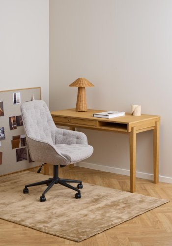 ACT NORDIC Erik skrivebordsstol, m. armln, hjul, drejefunktion - beige stof og sort stl