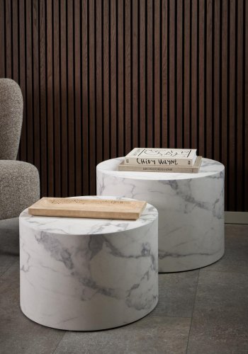 ACT NORDIC Dice sofabord, rund - hvid marmor Carrara ru papir (58) (st med 2)