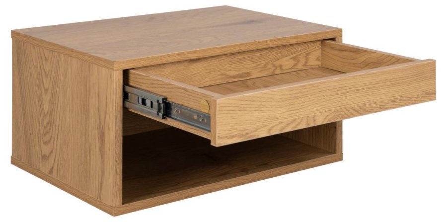 ACT NORDIC Cholet vghngt natbord, m. 1 hylde og 1 skuffe - mat vild eg ru papir (50x35)