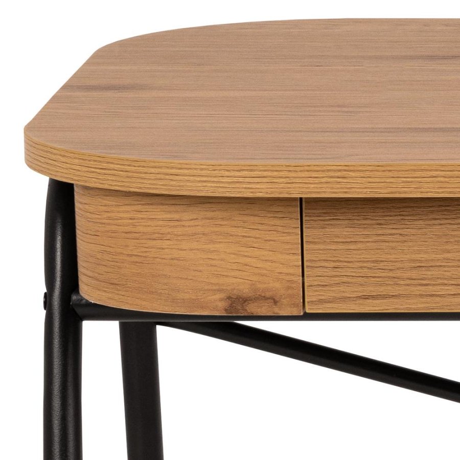 ACT NORDIC Blueton skrivebord, m. 2 skuffer - mat vild eg ru papir og sort stl (120x60)