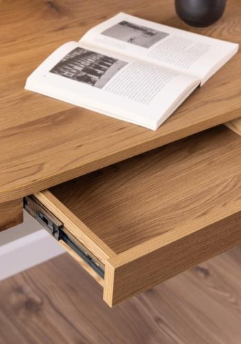 ACT NORDIC Blueton skrivebord, m. 2 skuffer - mat vild eg ru papir og sort stl (120x60)