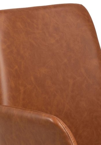 ACT NORDIC Naya spisebordsstol, m. armln og drejefunktion - retro cognac PU og sort stl