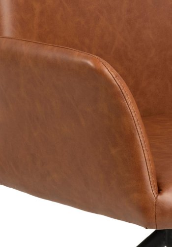 ACT NORDIC Naya spisebordsstol, m. armln og drejefunktion - retro cognac PU og sort stl